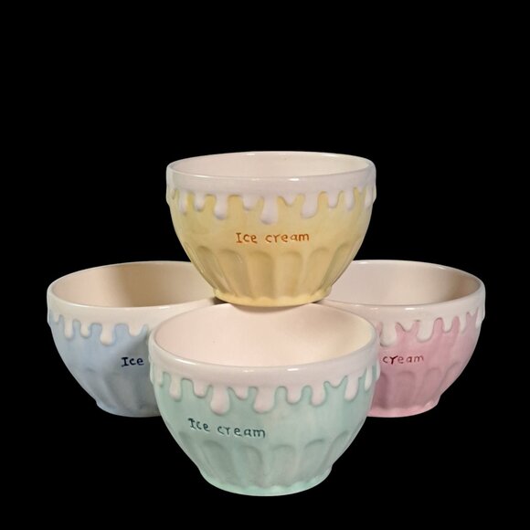 Vintage Ceramic Ice Cream Bowls Set of 4 Made Exclusively for JM Smuckers Co - Picture 2 of 13